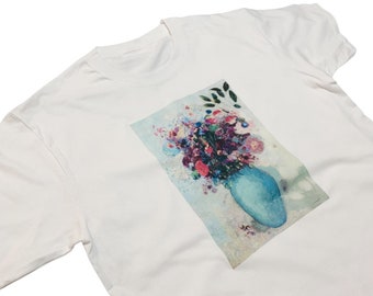 Redon Flowers T-Shirt: Botanical Art Print on Soft Cotton