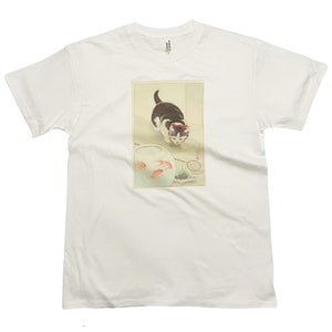 Ohara Koson Gatto e ciotola di pesci rossi T-shirt vintage di arte giapponese
