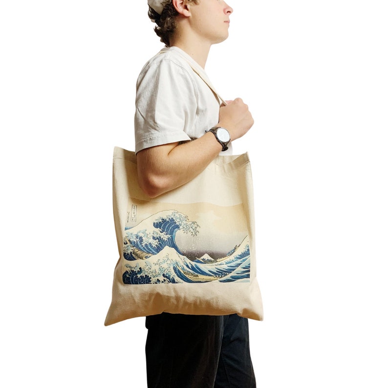 Hokusai: The Great Wave off Kanagawa Canvas Tote Bag Vintage Japanese Fine Art Print image 2