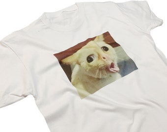Cat Gagging Meme T-Shirt Funny Kitty Feline Top Iconic Meme