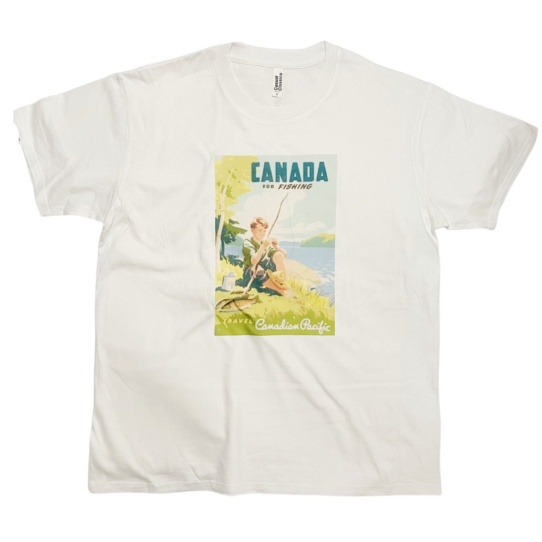 Buy Canada Travel Poster T-shirt Fishing River Lake Vintage Art