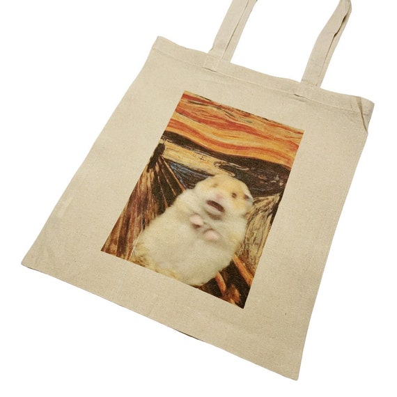 The Scream Hamster Meme Tote Bag Vintage Art Meme Edvard Munch