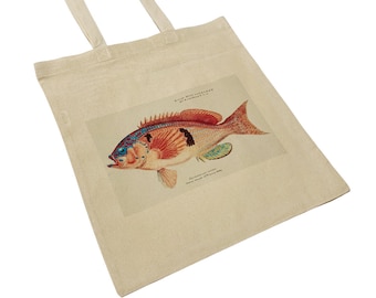 Vintage asiático japonés Pacífico Sur Deep Sea Fish Art Canvas Tote Bag por Frank Edward Clarke