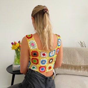 Handmade Crochet Crop Top Granny Square Pattern image 3