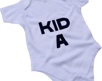 Kid A Baby Bodysuit - Indie Musik Fan Onesie, Handbedruckt in Großbritannien