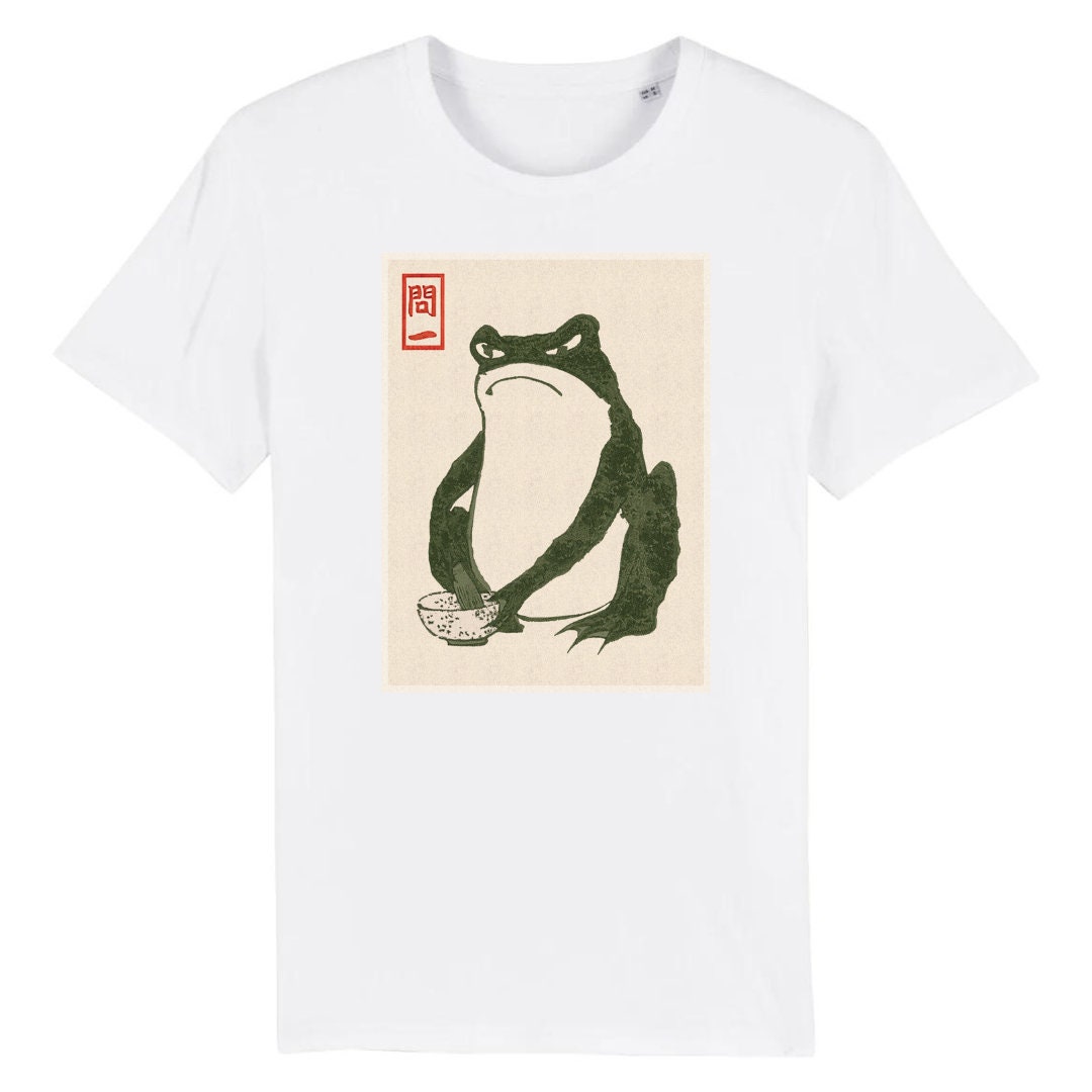 Matsumoto Hoji Grumpy Frog T-shirt Vintage Japanese Woodblock Art