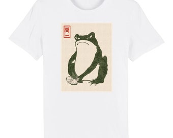 Matsumoto Hoji Grumpy Frog Camiseta Vintage Japonés Woodblock Art