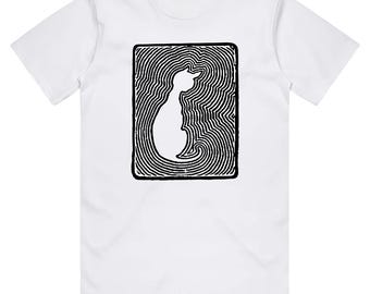 18th Century Cat Art T-Shirt - Hand Silk Screen Printed Heavy Organic Cotton