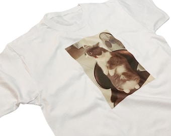 Shocked Cat Meme T-Shirt, Funny Feline Graphic Tee