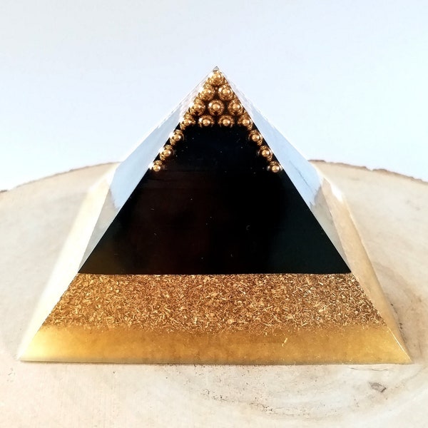 Shungite Organite Pyramid, tourmaline, high conductivity, powerful emf protection, detoxifies, deflect negativity