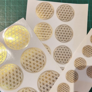 40 naklejek Kwiat życia w różnych rozmiarach, 2,3 cm, 3,5 cm, 4,5 cm, naklejki geometrii świętej, naklejki winylowe, naklejki na okna, naklejki na laptopa