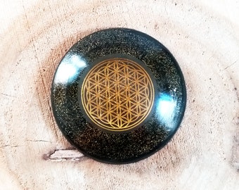 Cell phone Orgonite, EMF shield and Protection, Shungite, tourmaline powder, Flower of life sacred geometry, copper powder