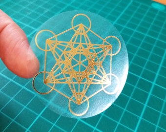 Gold Metatron's Cube Sticker: Sacred Geometry Vinyl Decal (15 pc)