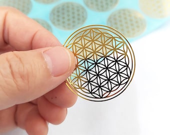 Gold Flower of Life Decal Stickers: Sacred Geometry (15pc)