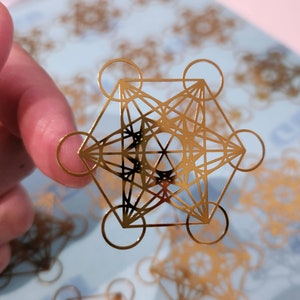 4.5cm * 12 Sticker autocollant, cube de Metatron, autocollants de géométrie sacrée, autocollant de fenêtre, autocollant d'ordinateur portable, autocollant de téléphone portable, autocollants métaphysiques
