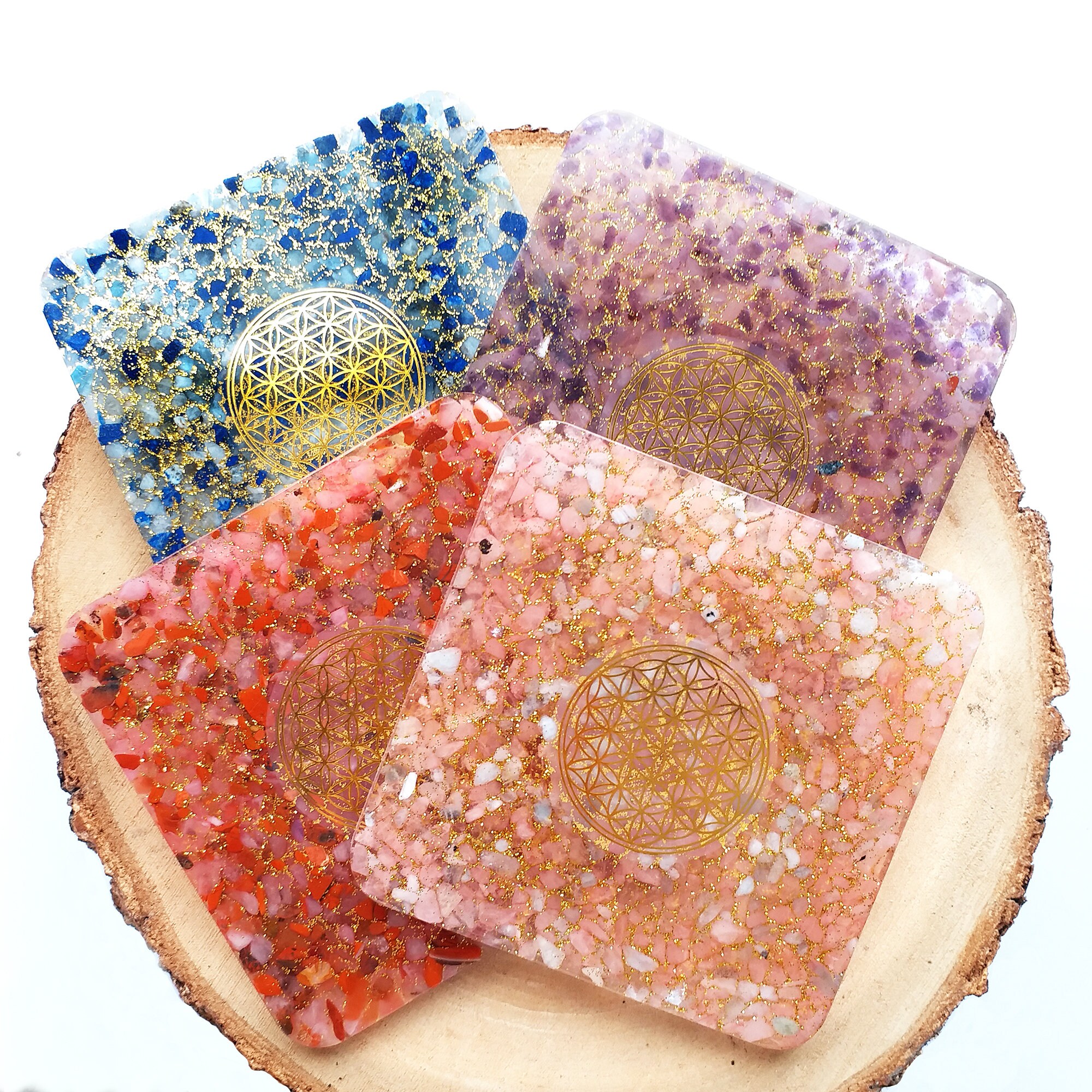 Crystal Coasters Set of Four 10cm Coasters Energize and Etsy