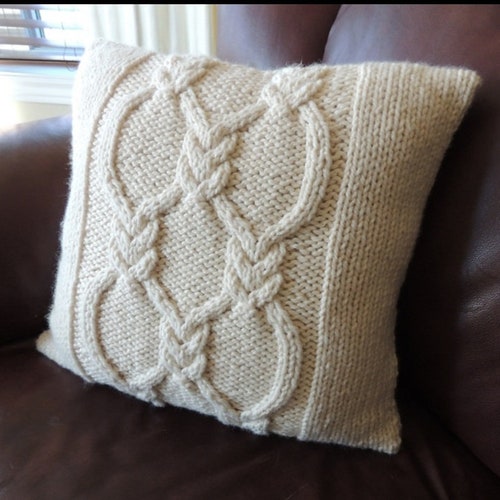 KNITTED PILLOW COVER Throw Pillow Case in Cream Ivory Etsy