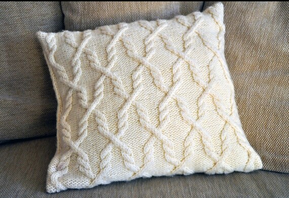 Hand knitted cabled pillow cover | Etsy