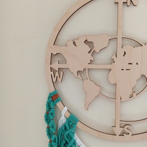 Accrochage mural en macramé avec carte du monde, décoration Boho, tentures murales tissées, peinture murale en macramé, décoration en cordon de coton, cadeaux Bogo