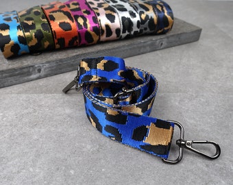 Leo Jacquard Taschengurt | "Animal Print" Royalblau, Schwarz | verstellbar