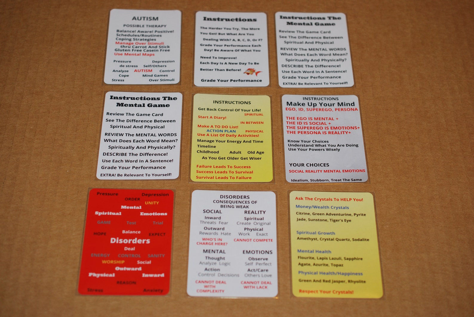 Therapy Cards Games 9 cards with plastic sleeves Etsy