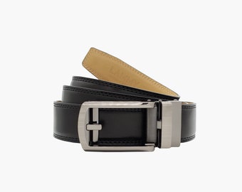 Personalisable automatic leather belt (Blackberry Strap and Pitchfork Buckle)