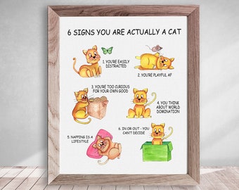 Funny Cat Gift, Funny Cat Print, Cat Illustration Decor, Funny Cat Art, Office Decor Print Wall Art, Cat Home Decor