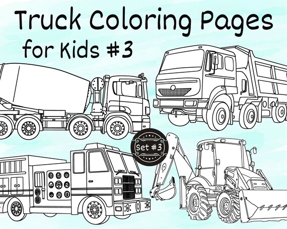 truck coloring pages for kids 4 printable coloring pages etsy