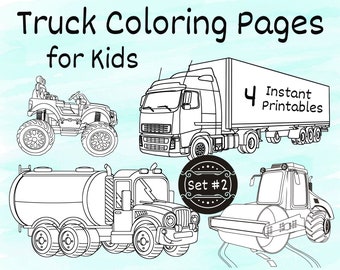truck coloring pages for kids 4 printable coloring pages etsy