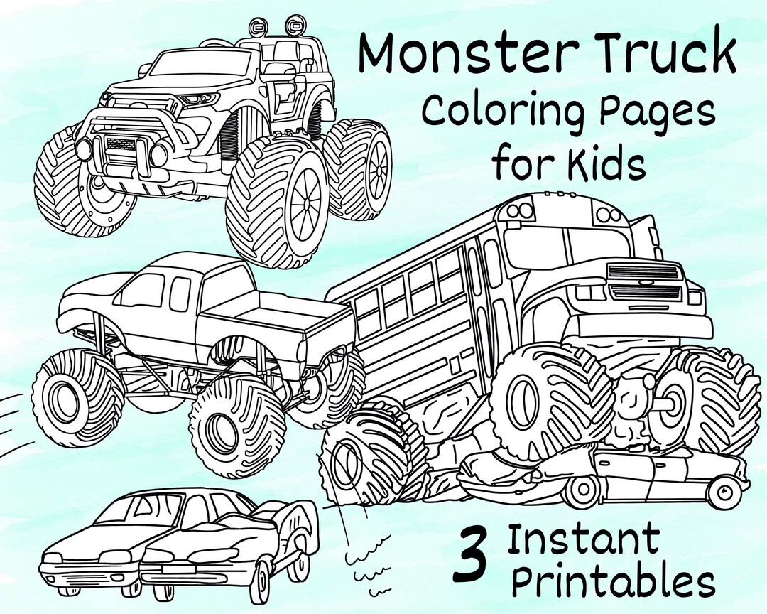 Free Monster Truck Coloring Pages for Kids - Happy Toddler Playtime