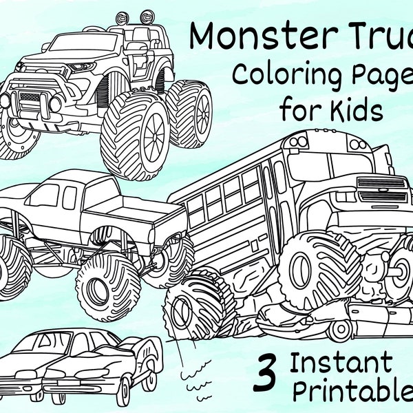 Monster Jam Truck Coloring Pages - Etsy