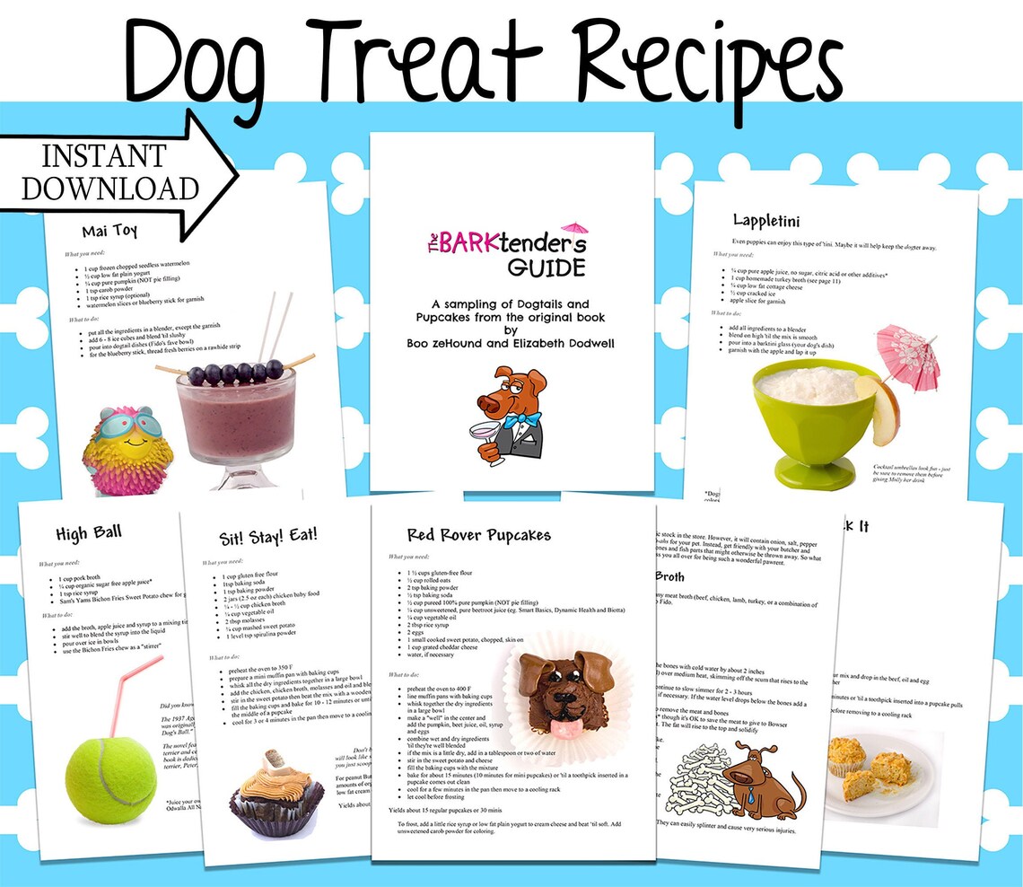 Printable Dog Treat Recipes Fun Dogtails and Pupcakes for Dog Moms and ...