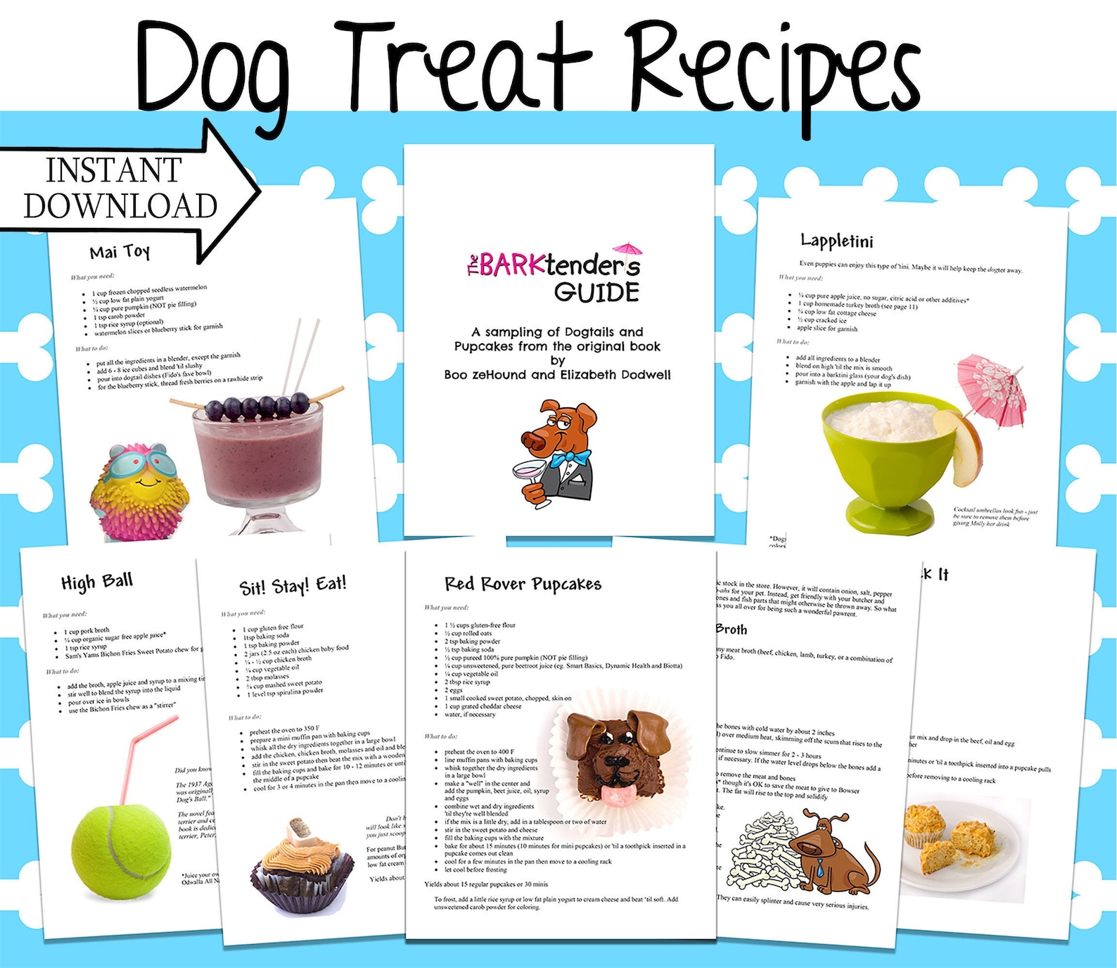 Printable Dog Treat Recipes Fun Dogtails and Pupcakes for Dog Moms and Dads, Instant Download 7