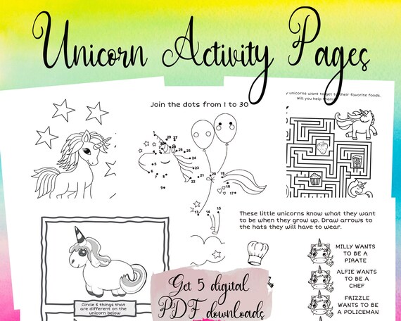 unicorn activity activities for kids at home printable etsy