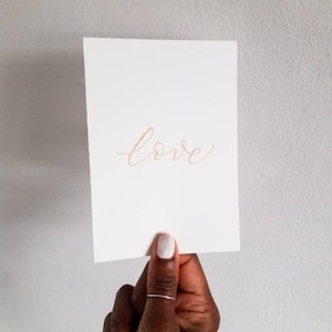 Amour - papier d’aluminium écrit à la main Calligraphié A6/ A5/ A4 Tailles