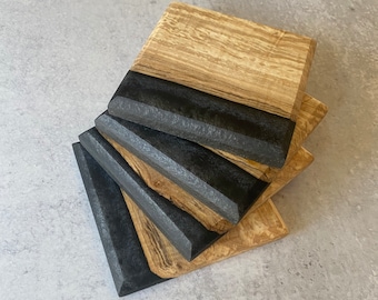 Oak and Resin Coasters, Wood and Resin Coasters, Resin Coasters, Resin Coaster Set