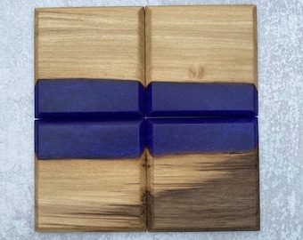 Poplar, Resin and Wood Coasters, Wood and Epoxy Coaster Set