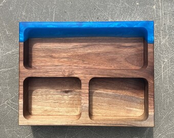 Black Walnut, Wood and Resin Catchall, Valet Tray, Phone Tray, Epoxy and Wood, Live Edge