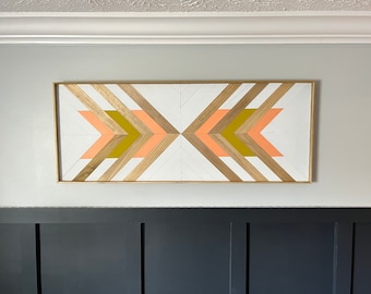 Geometric Mosaic Wood Art, Geometric Wood Wall Art, Wood Mosaic, Geometric Wall Art, Geometric Wall Decor, Tribal Wood Art, Boho Wood Art