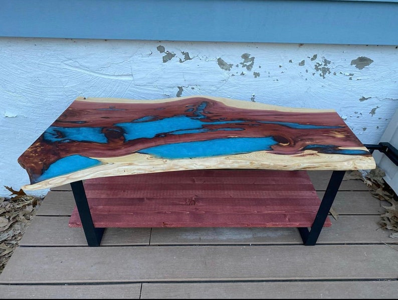 Custom Live Edge Resin Coffee Table Custom Multiple Wood and Etsy