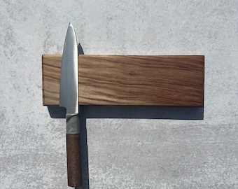 Black Walnut Wood Epoxy Knife Holder, Magnetic Knife Rack, Resin & Wood Knife Strip, Beveled Edge Knife Holder, Magnetic Wood Knife Storage
