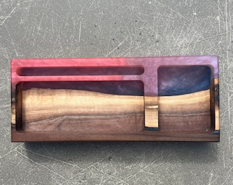 Black Walnut, wood and Resin Catchall, Valet Tray, Phone Tray, Epoxy and Wood, Live Edge
