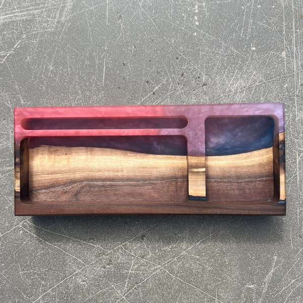 Black Walnut, wood and Resin Catchall, Valet Tray, Phone Tray, Epoxy and Wood, Live Edge