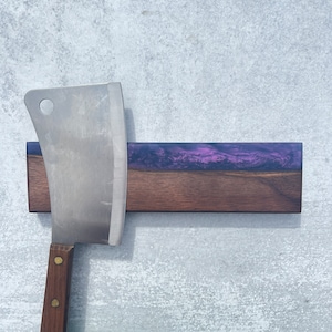 Custom Handmade Magnetic Knife Holder,Resin and Olive Wood Knife