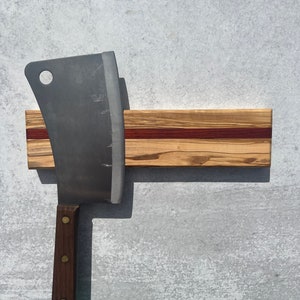 Olive & Padauk Wood Epoxy Knife Holder, Magnetic Knife Rack, Resin Wood Knife Strip, Knife Storage, Magnetic Wood Knife Storage