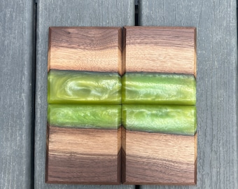 Black Walnut, Resin and Wood Coasters, Wood and Epoxy Coaster Set, Coasters, Wooden, Drink Coasters