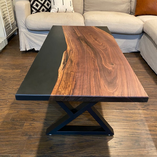 Custom Live Edge Resin Coffee Table - Custom Multiple wood and resin color options available, Read Description