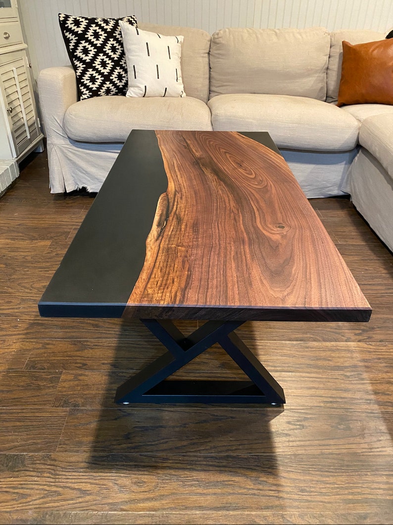 Custom Live Edge Resin Coffee Table Custom Multiple Wood and Etsy