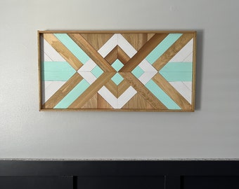 Geometric Wood Wall Art, Wood Wall Art, Geometric Wall Art, Wall Decor, Mosaic Art, Mosaic Wall Art, Boho Wood Art, Rustic Wood Art