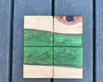 Cederhout, hars en houten onderzetters, houten en epoxy onderzetterset, onderzetters, houten, onderzetters voor drinken